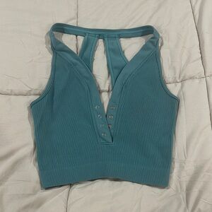 PacSun Teal Ribbed Halter Top